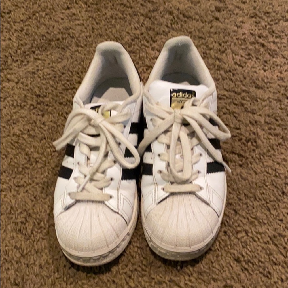 Adidas Stan Smith white w black stripes shoes